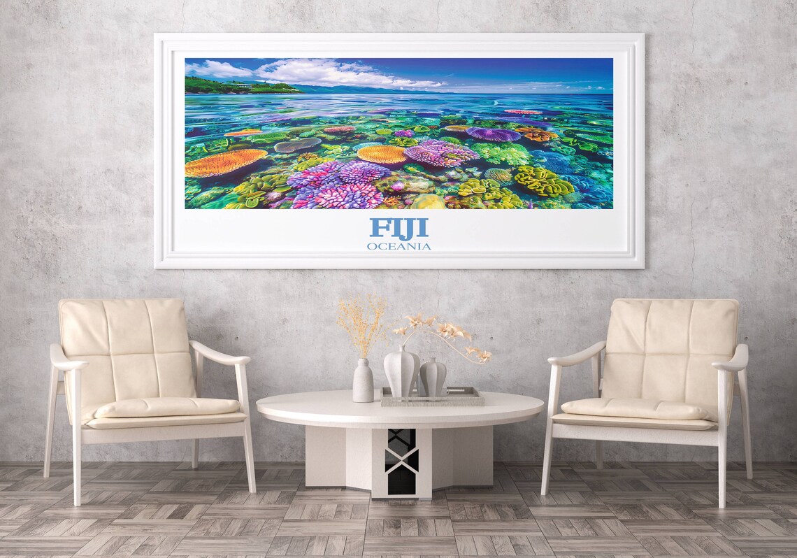 Fiji Coral Reef Split View Colorful Tropical Sea Life Poster - Image 2