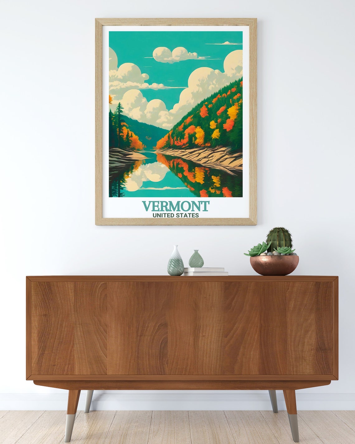 Vermont Quechee Gorge Autumn Foliage River View Travel Poster - Image 3