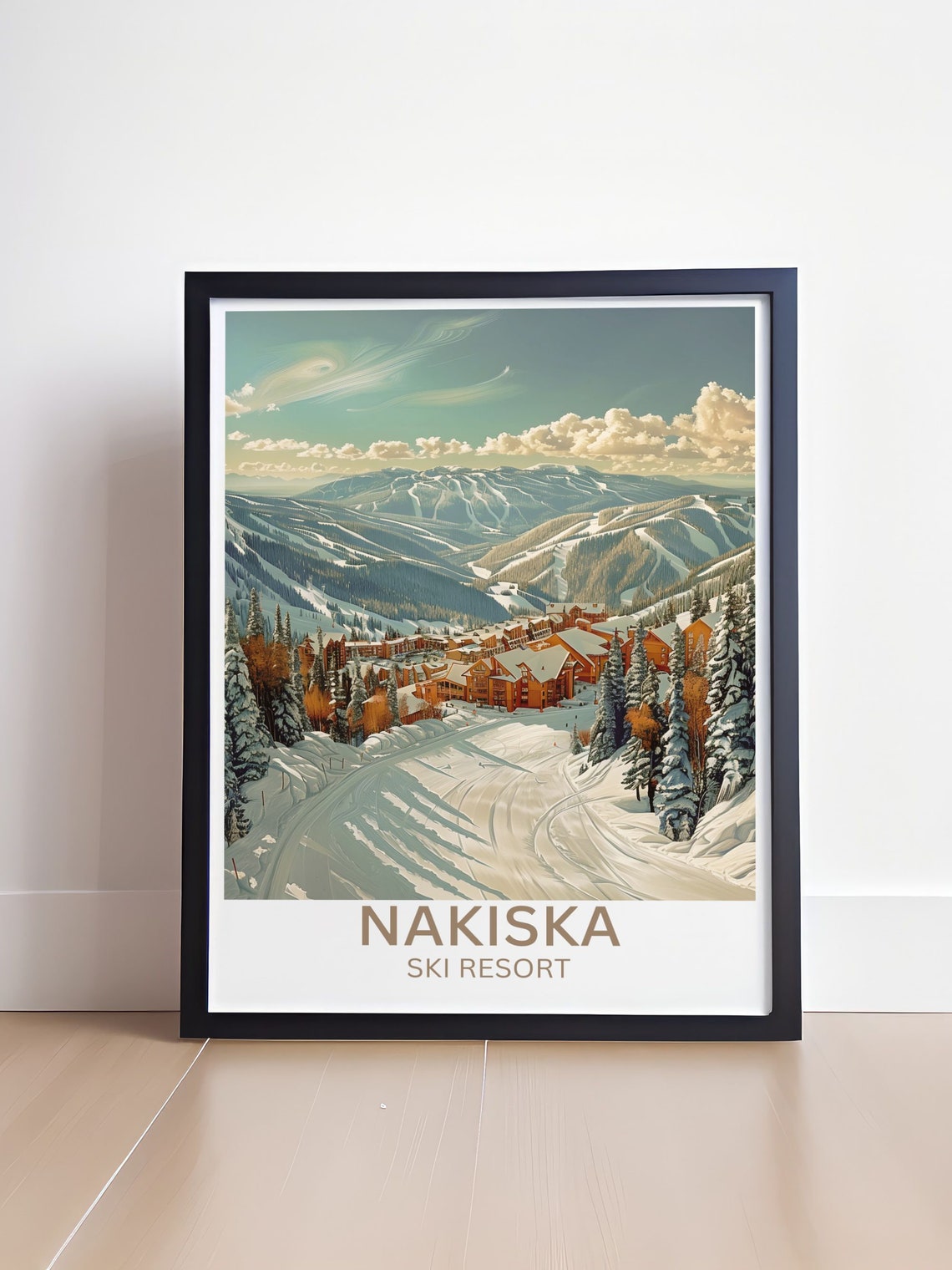 Nakiska Ski Resort Alberta Winter Sports Poster Canadian Rockies Ski Area Vintage Travel Art Alberta Ski Culture Vintage Framed Print - Image 4