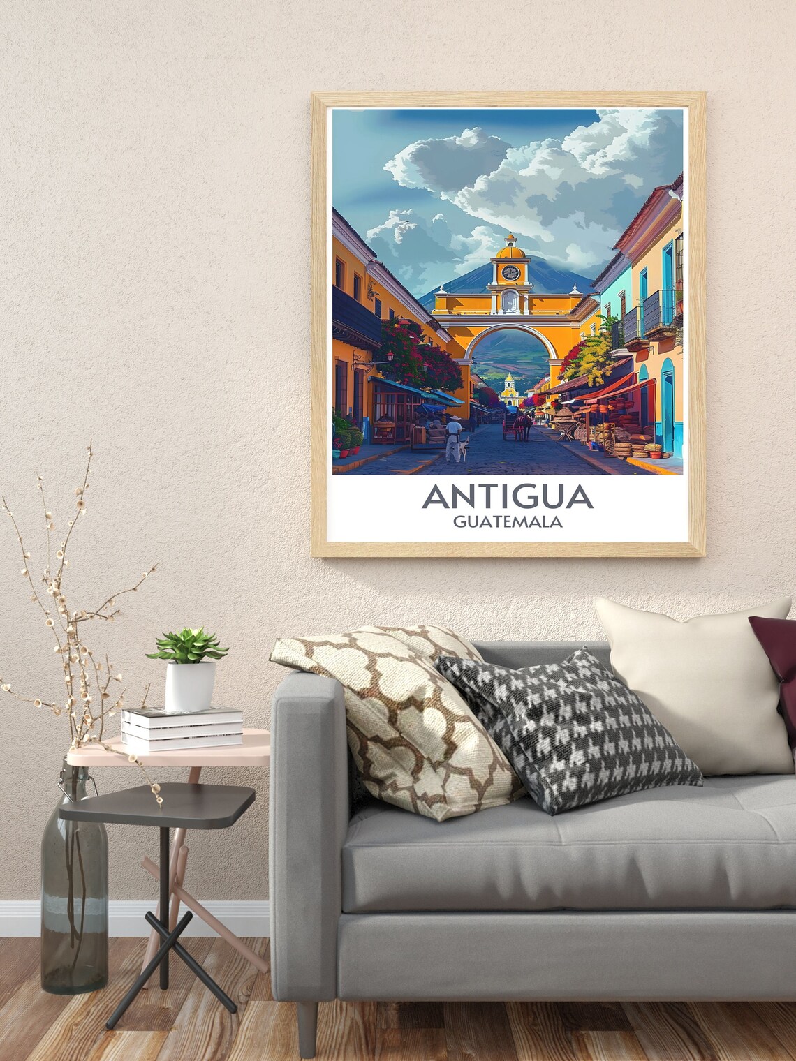 Antigua Guatemala Santa Catalina Arch Cobblestone Street Travel Poster - Image 3