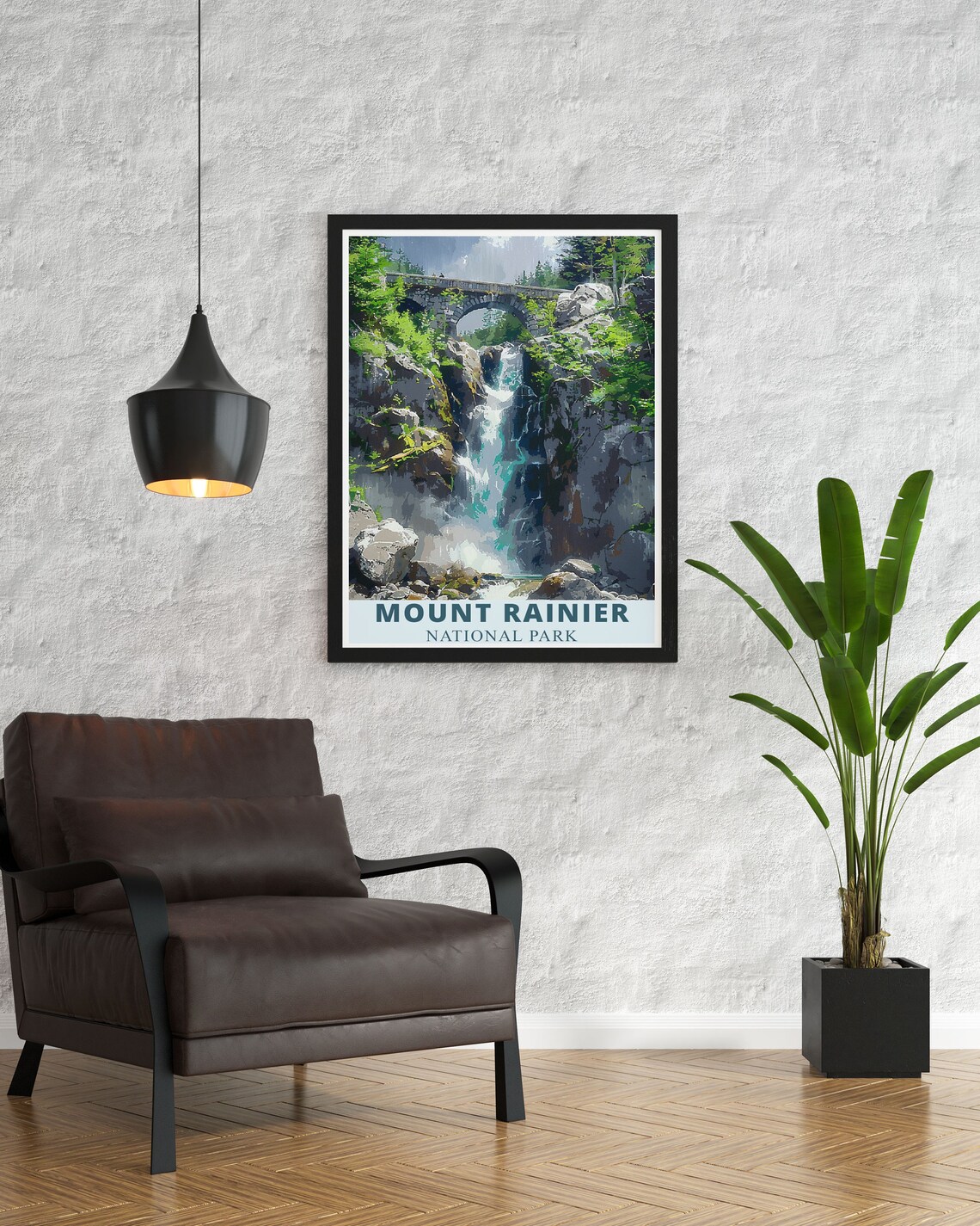 Mount Rainier National Park Christine Falls Waterfall Travel Poster - Image 2
