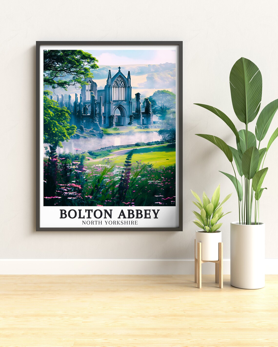 Bolton Abbey North Yorkshire Misty River Wharfe Ruins Travel Poster - Image 2