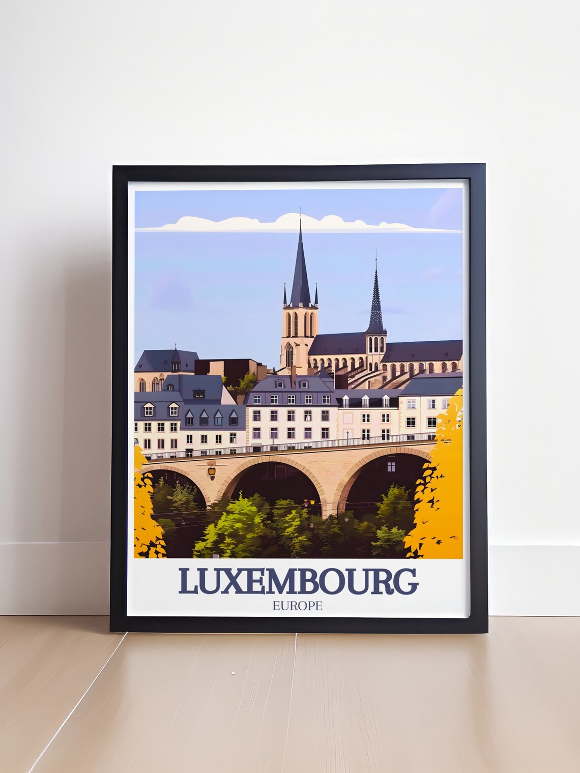 Luxembourg Europe Grand Ducal Palace Adolphe Bridge Travel Poster - Image 4