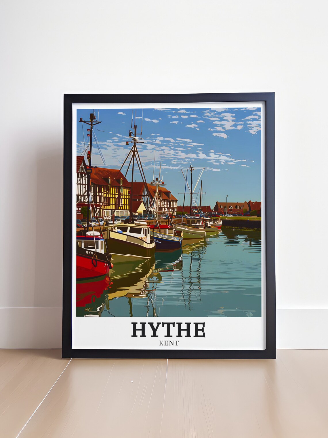 Hythe Kent Harbor Fishing Boats Historic Buildings Travel Poster - Image 4