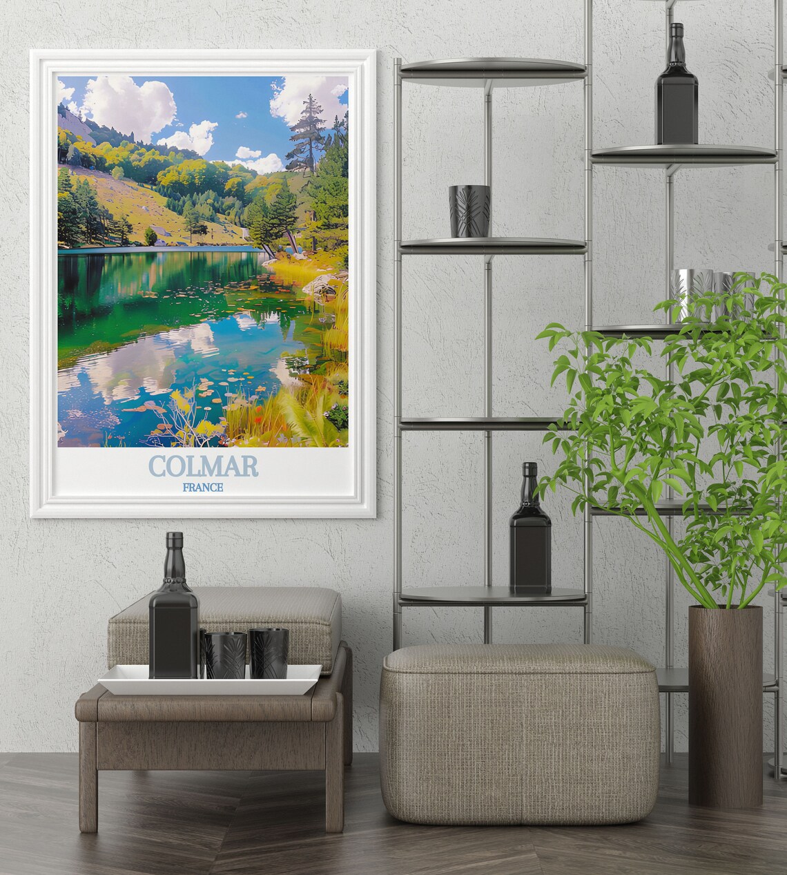 Colmar France Serene Alpine Lake Reflection Summer Travel Poster - Image 2