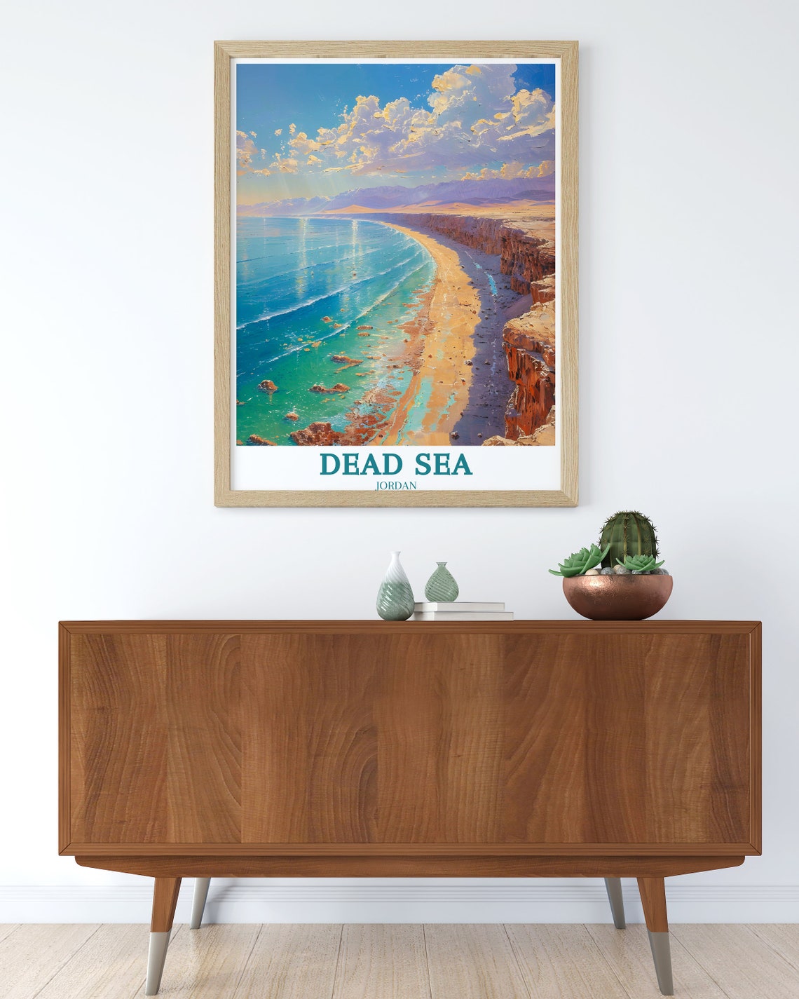 Dead Sea Jordan Shoreline Desert Cliffs Landscape Travel Poster - Image 2