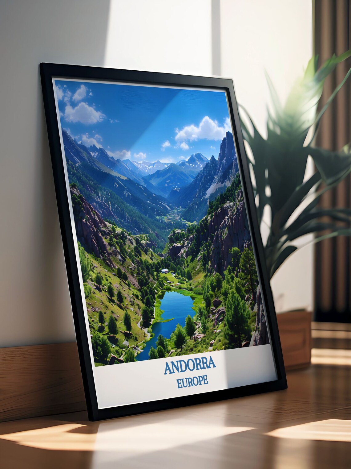 Andorra Summer Valley Lake Mountain Landscape Europe Travel Poster - Image 2