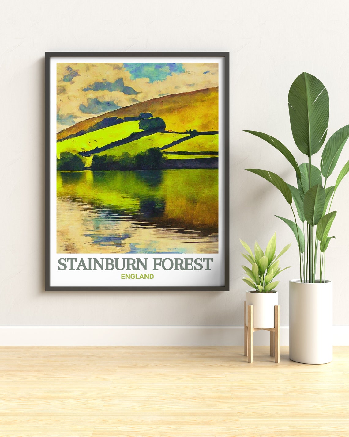 Stainburn Forest Fewston Reservoir Golden Lake Reflection Poster - Image 3