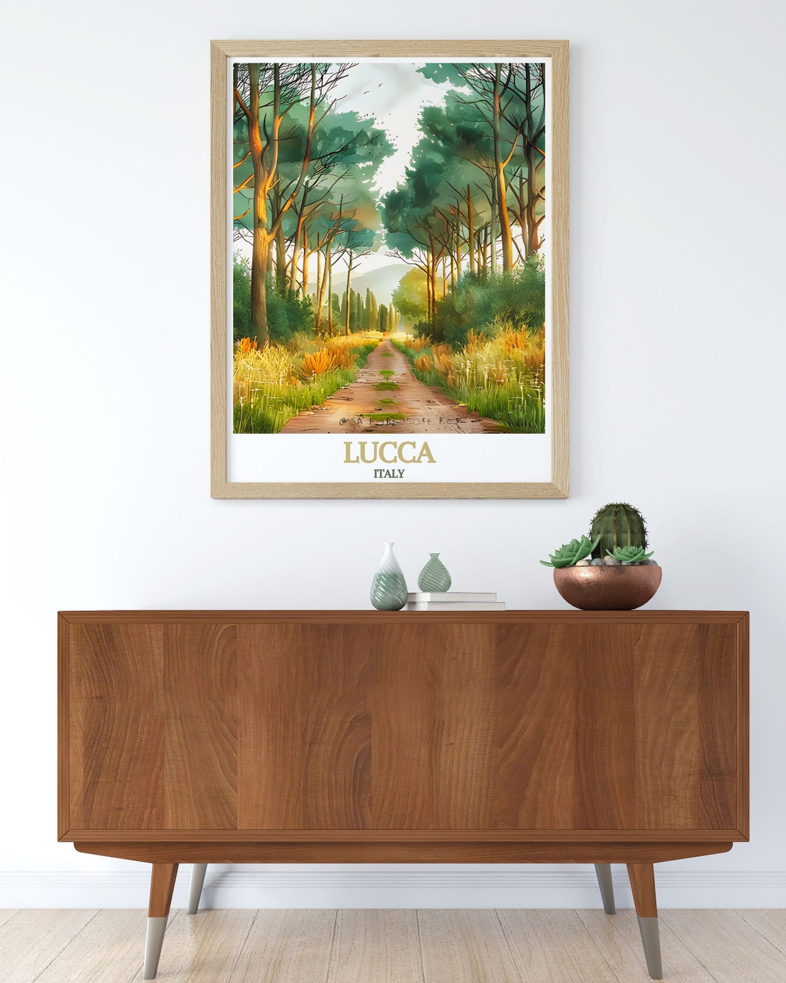 Lucca Italy San Rossore Park Pine Forest Trail Watercolor Poster - Image 2