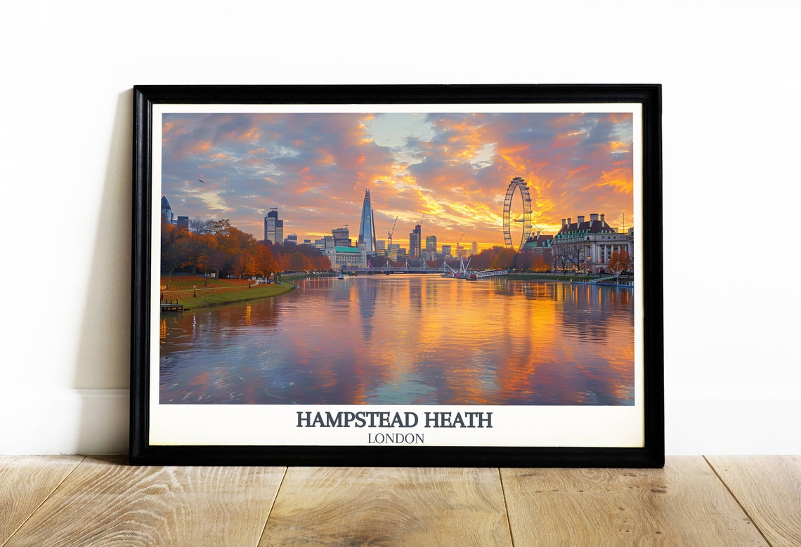 Hampstead Heath London Thames Sunset Skyline Travel Poster Scene - Image 4