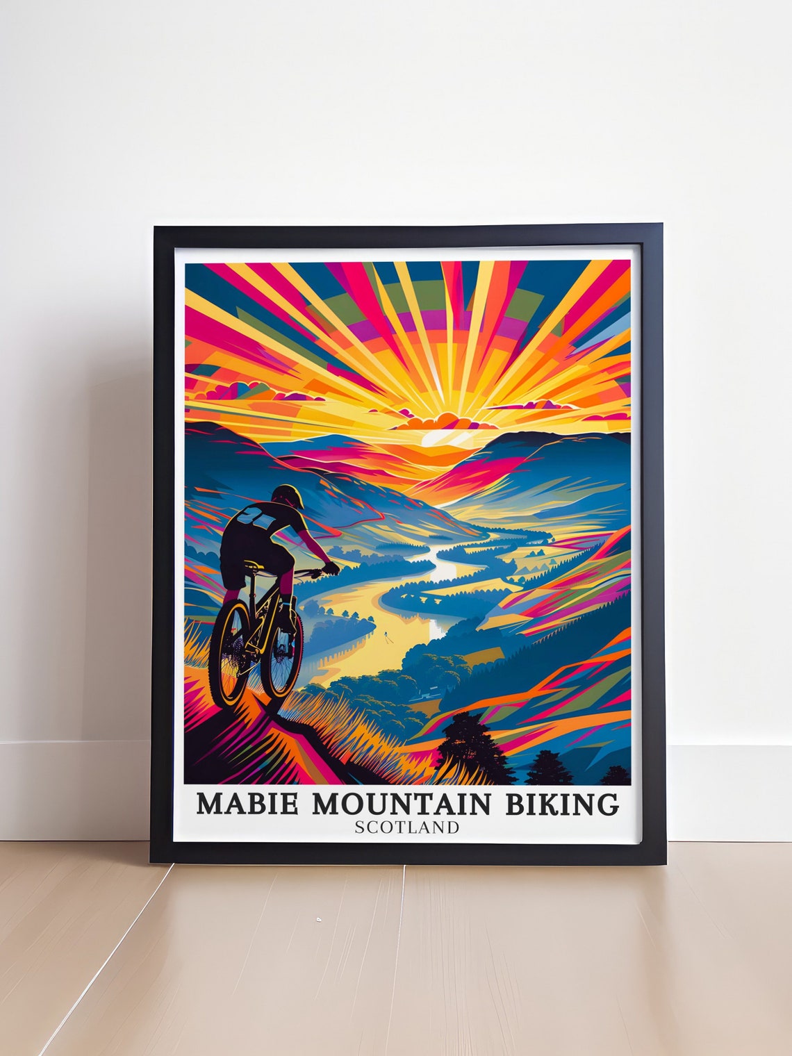 Mabie Mountain Biking Scotland Rainbow Sunrise Valley Poster - Image 4