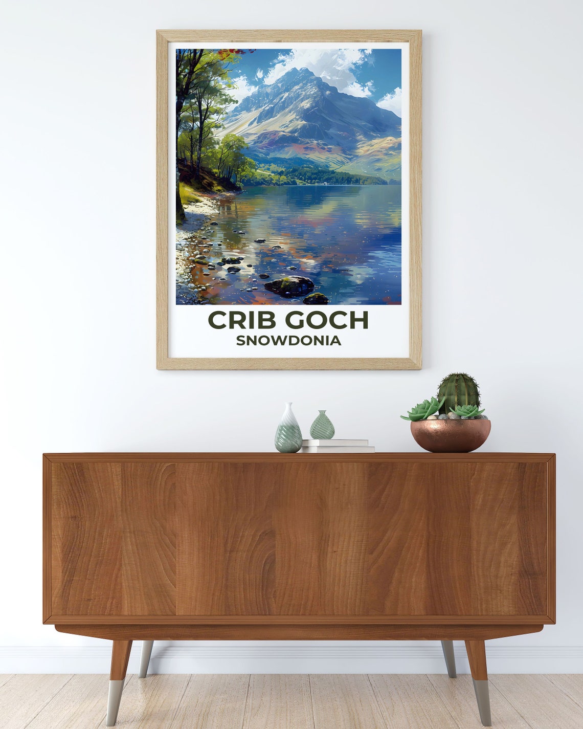 Crib Goch Snowdonia Wales Mountain Lake Reflection View Poster - Image 3