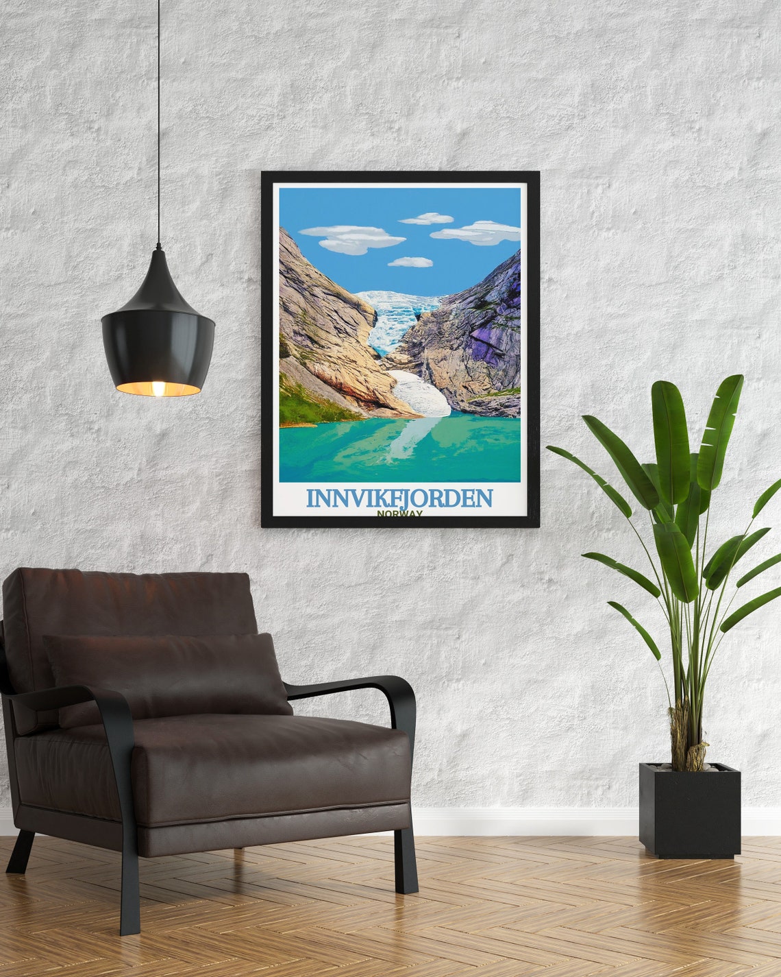 Innvikfjorden Norway Briksdalsbreen Glacier Turquoise Fjord Poster - Image 3