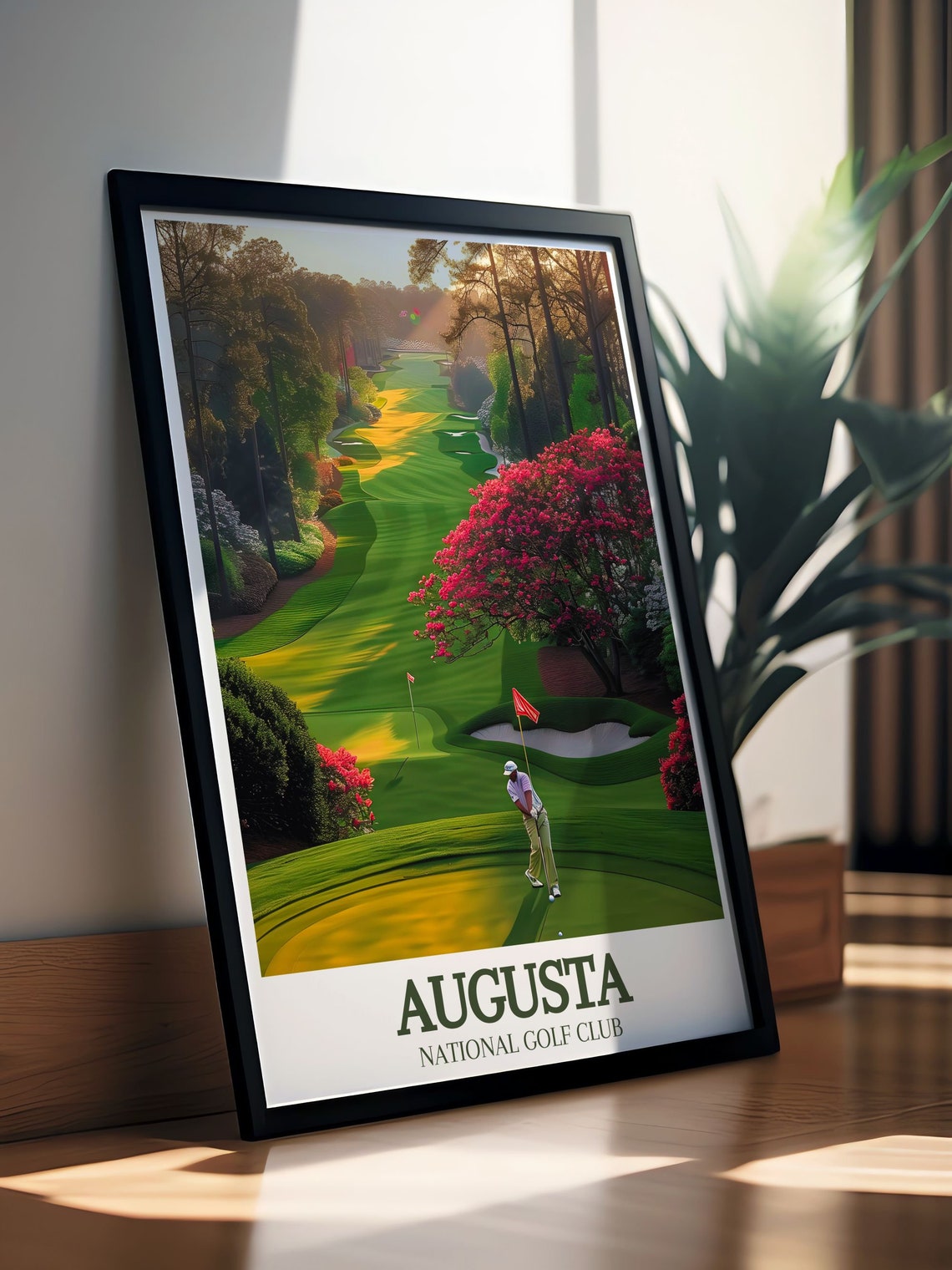 Augusta National Golf Club Golfer Putting Green Sunset Poster - Image 2