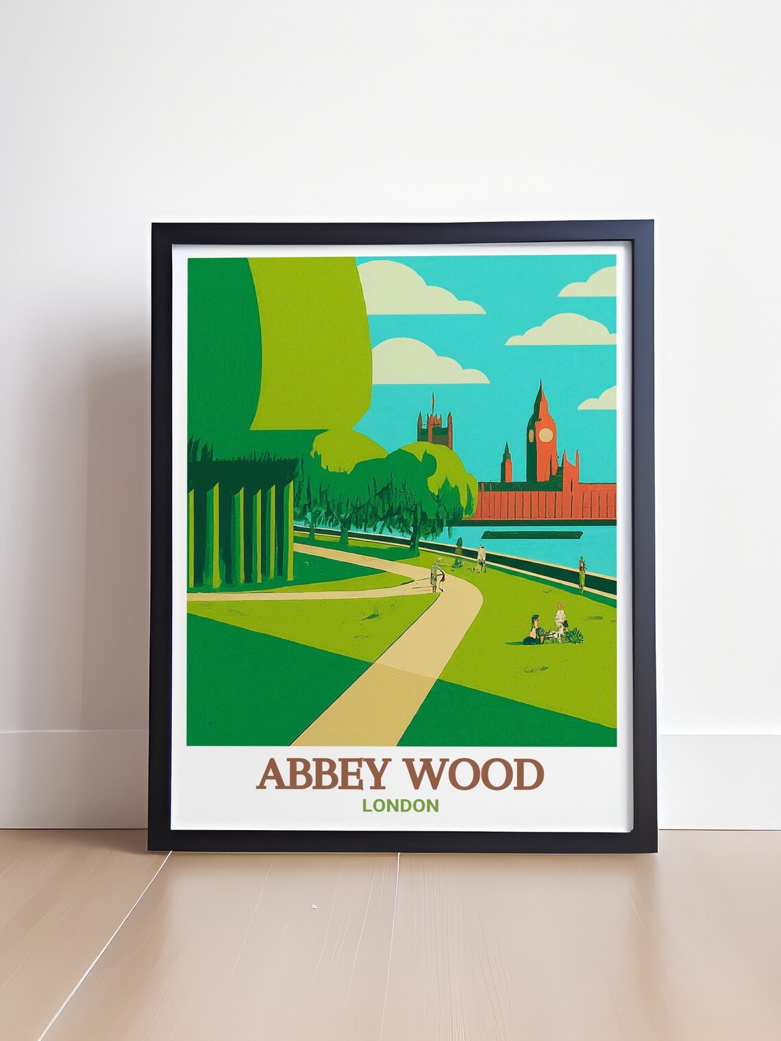 Abbey Wood London Riverside Park Path With Big Ben View Poster - Image 4