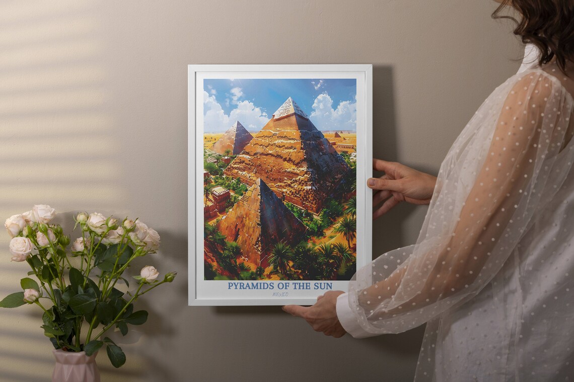 Pyramids Of The Sun Mexico Desert Sunset Vintage Travel Poster - Image 4