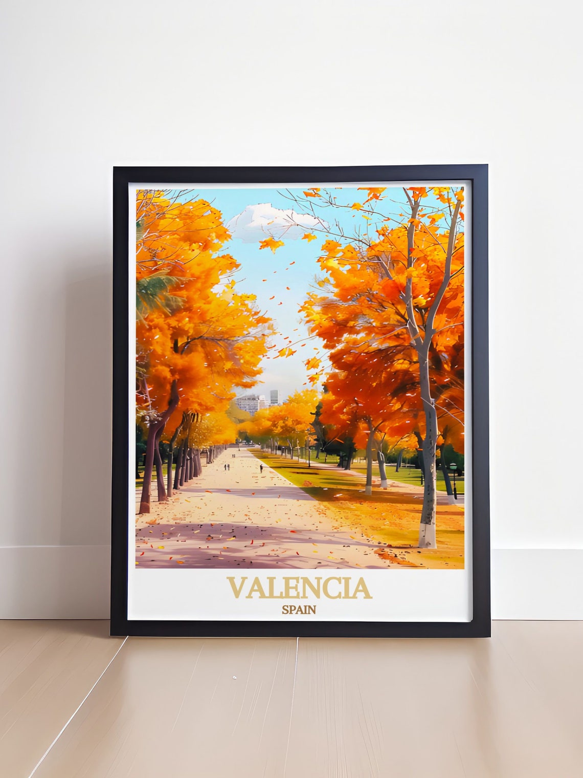 Valencia Spain Autumn Avenue Of Golden Orange Trees In Fall Poster - Image 4