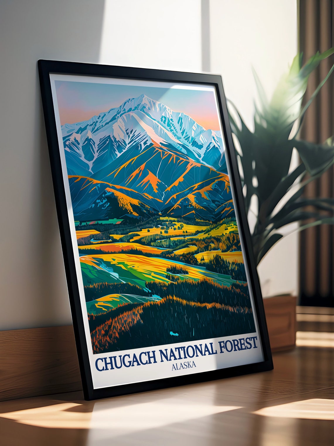 Chugach National Forest Alaska Golden Autumn Mountain Vista Poster - Image 2