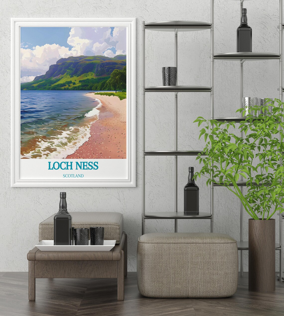 Loch Ness Scotland Beach Shore Rolling Hills Calm Water Poster - Image 3
