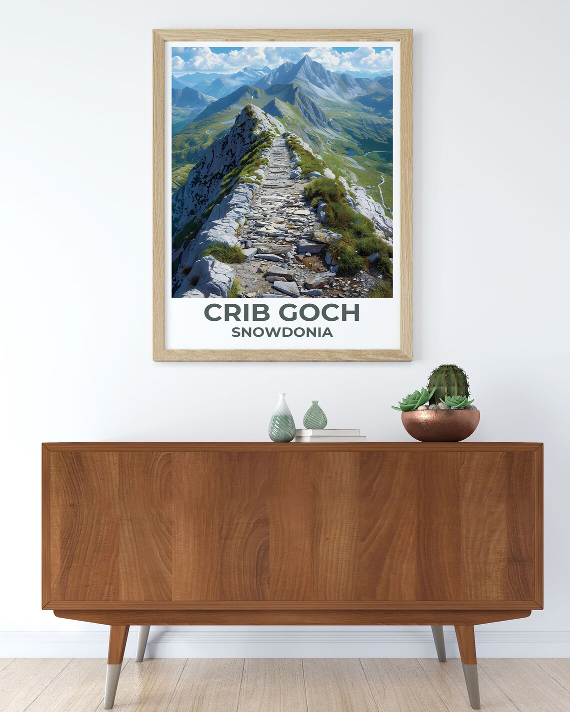 Crib Goch Snowdonia Rocky Ridge Hiking Trail Wales Mountain Travel Poster - Image 2
