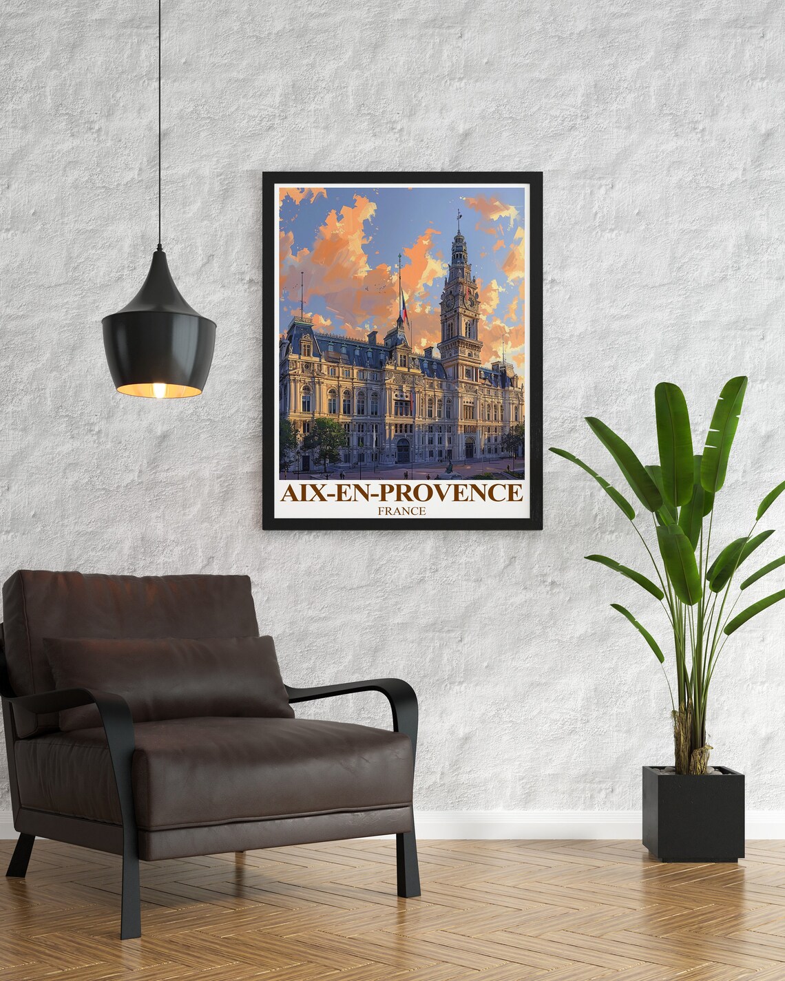 Aix-en-Provence Hotel de Ville Sunset Orange Sky Travel Poster - Image 3
