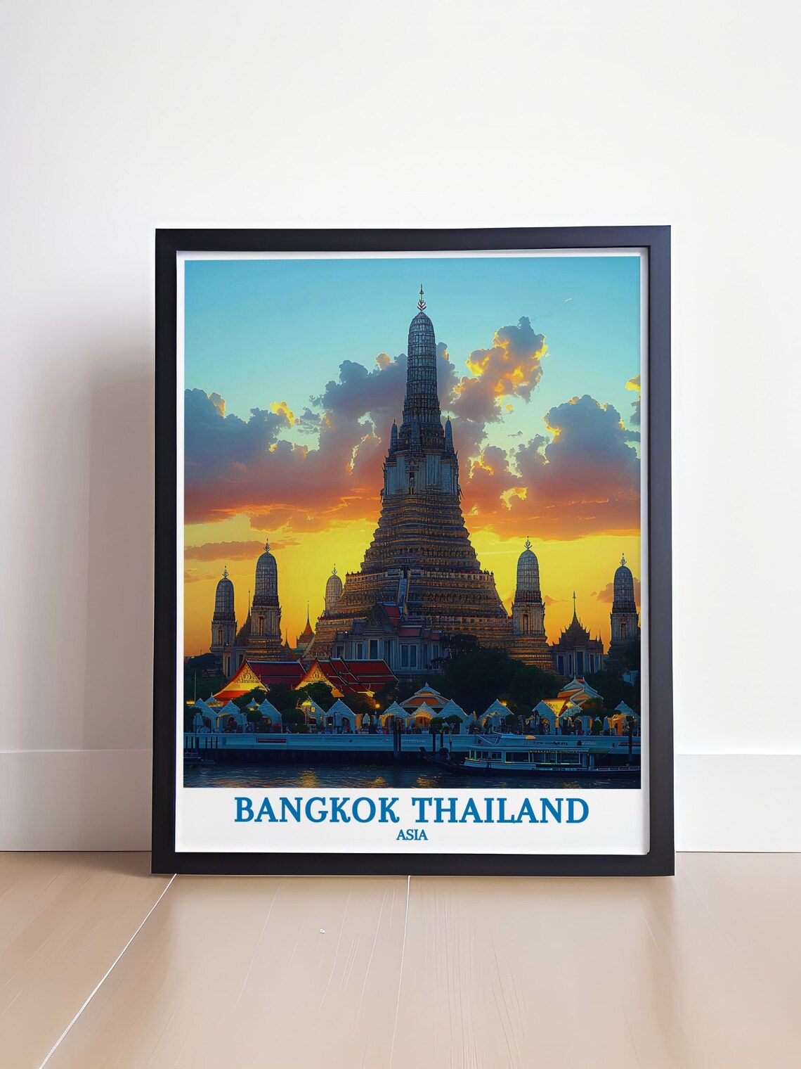 Bangkok Thailand Wat Arun Temple of Dawn Riverside Sunset Poster - Image 4