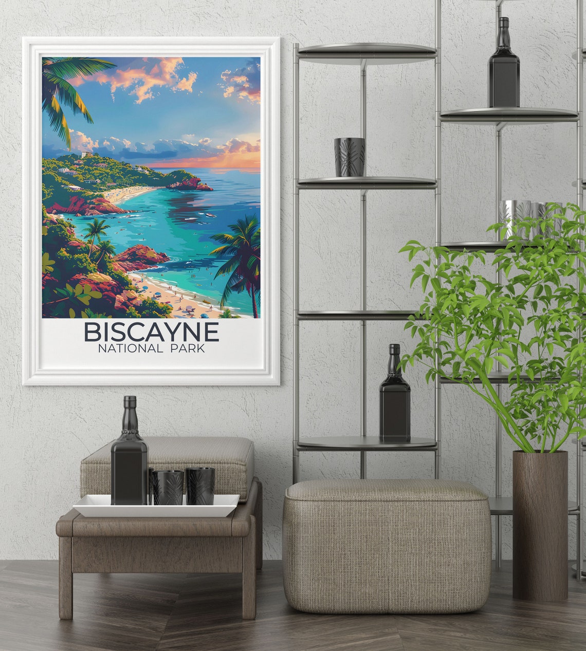 Biscayne National Park Tropical Bay Sunset With Palm Trees Poster - Image 2
