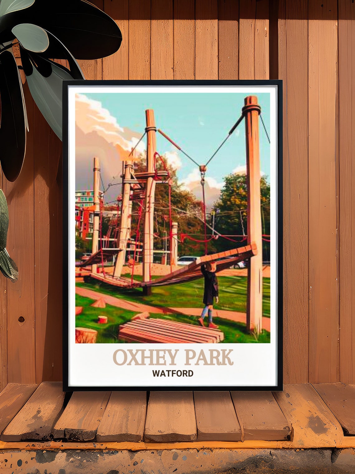 Oxhey Park Watford Playground Climbing Frame Sunny Day Poster - Image 2