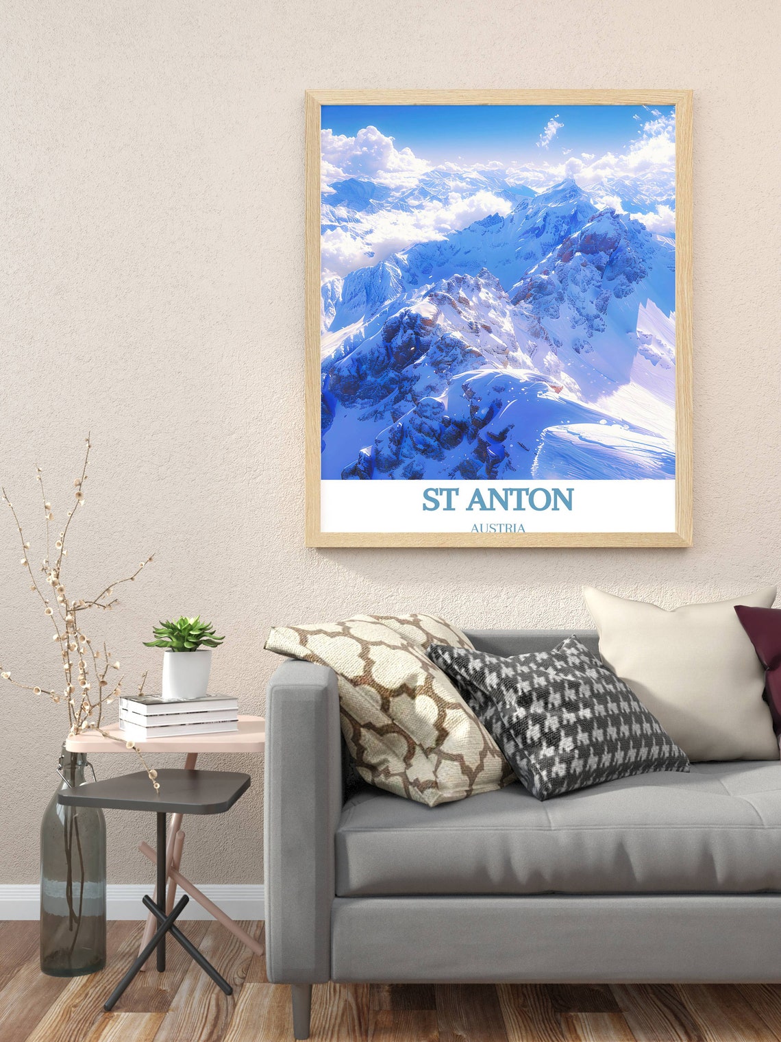 St Anton Austria Snowy Valluga Alpine Ski Mountain Peaks Poster - Image 2