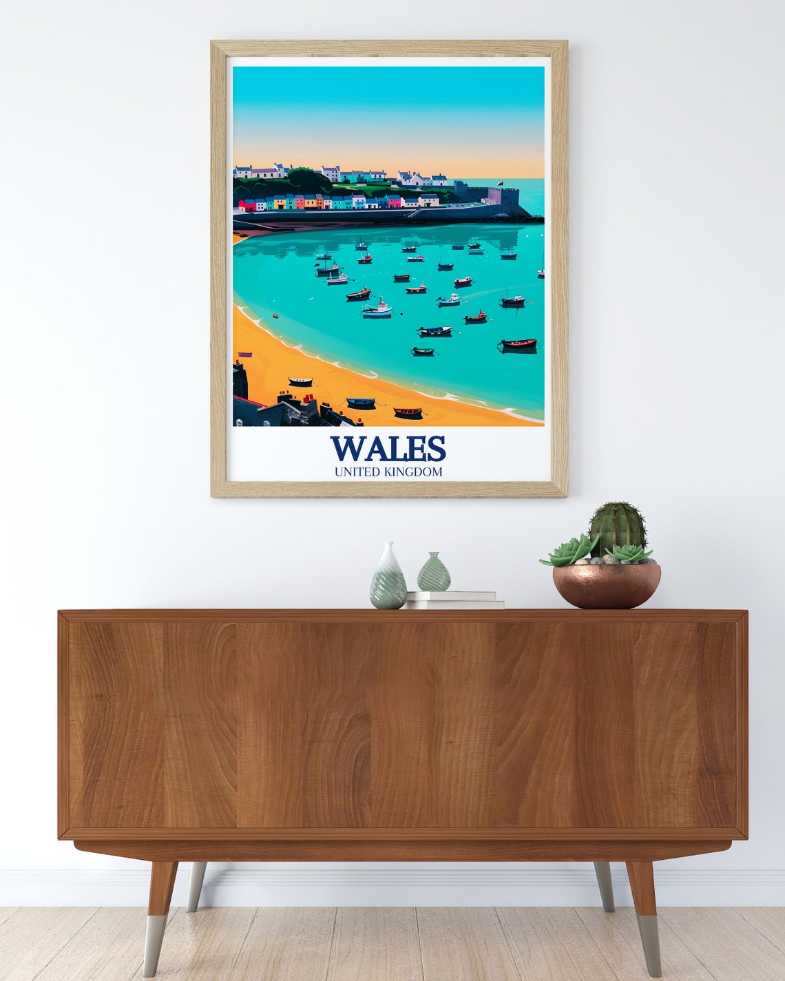 Wales Travel Print Tenby Harbour Wall And Tenby Beach Travel Print Tenby Harbour Wall And Tenby Beach Travel Poster Wales Wall Art - Image 2
