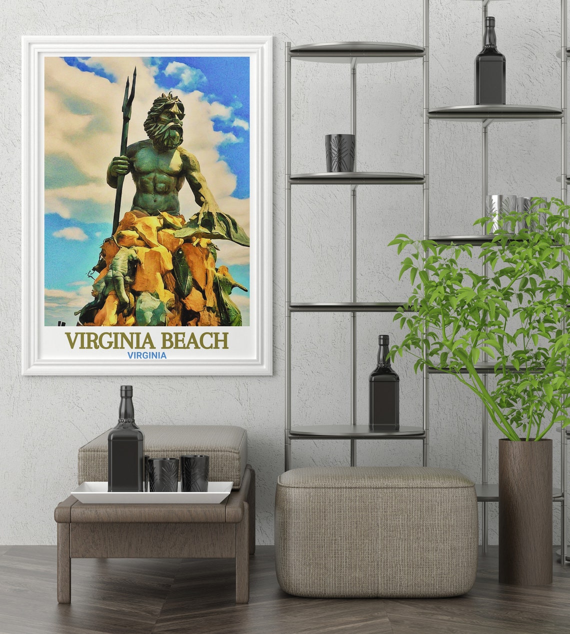 Virginia Beach King Neptune Bronze Statue Trident Ocean Poster - Image 2