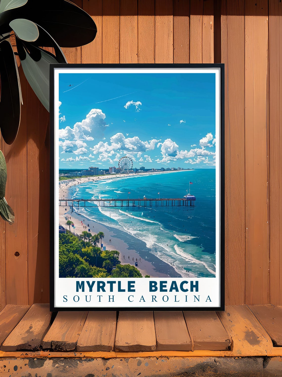 Myrtle Beach South Carolina Pier Ferris Wheel Sunny Day Art Print - Image 2