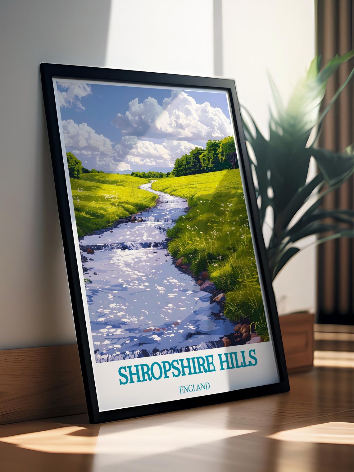 Shropshire Hills England Sparkling Stream Through Green Valley Poster - Image 2