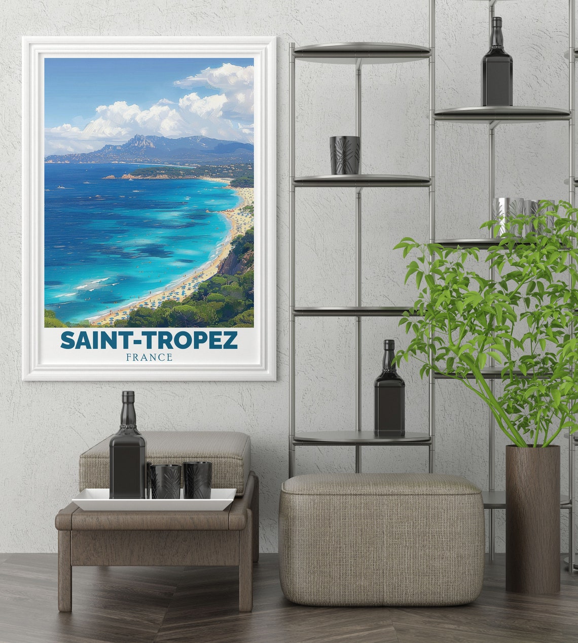 Saint-Tropez France Pampelonne Beach Aerial View Blue Sea Poster - Image 2