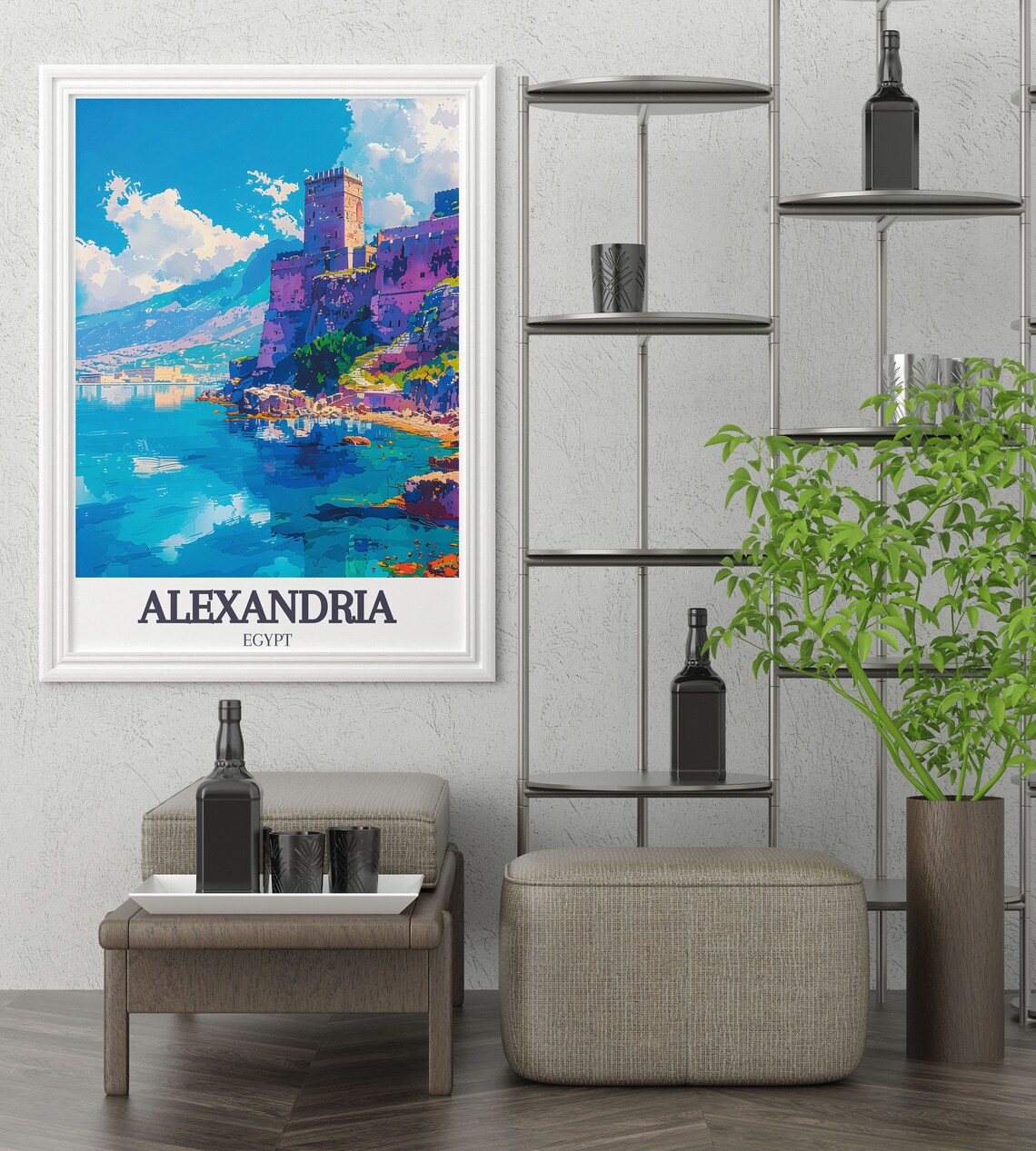 Alexandria Egypt Citadel of Qaitbay Rocky Coastline Travel Poster - Image 4