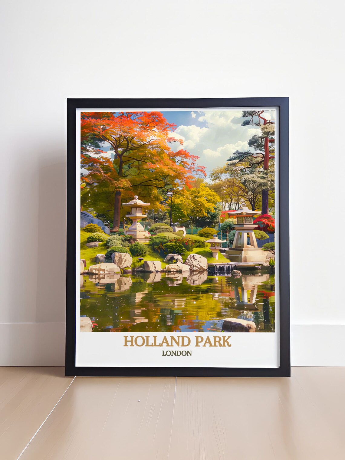 Holland Park Kyoto Garden Stone Lanterns Autumn London Poster - Image 4