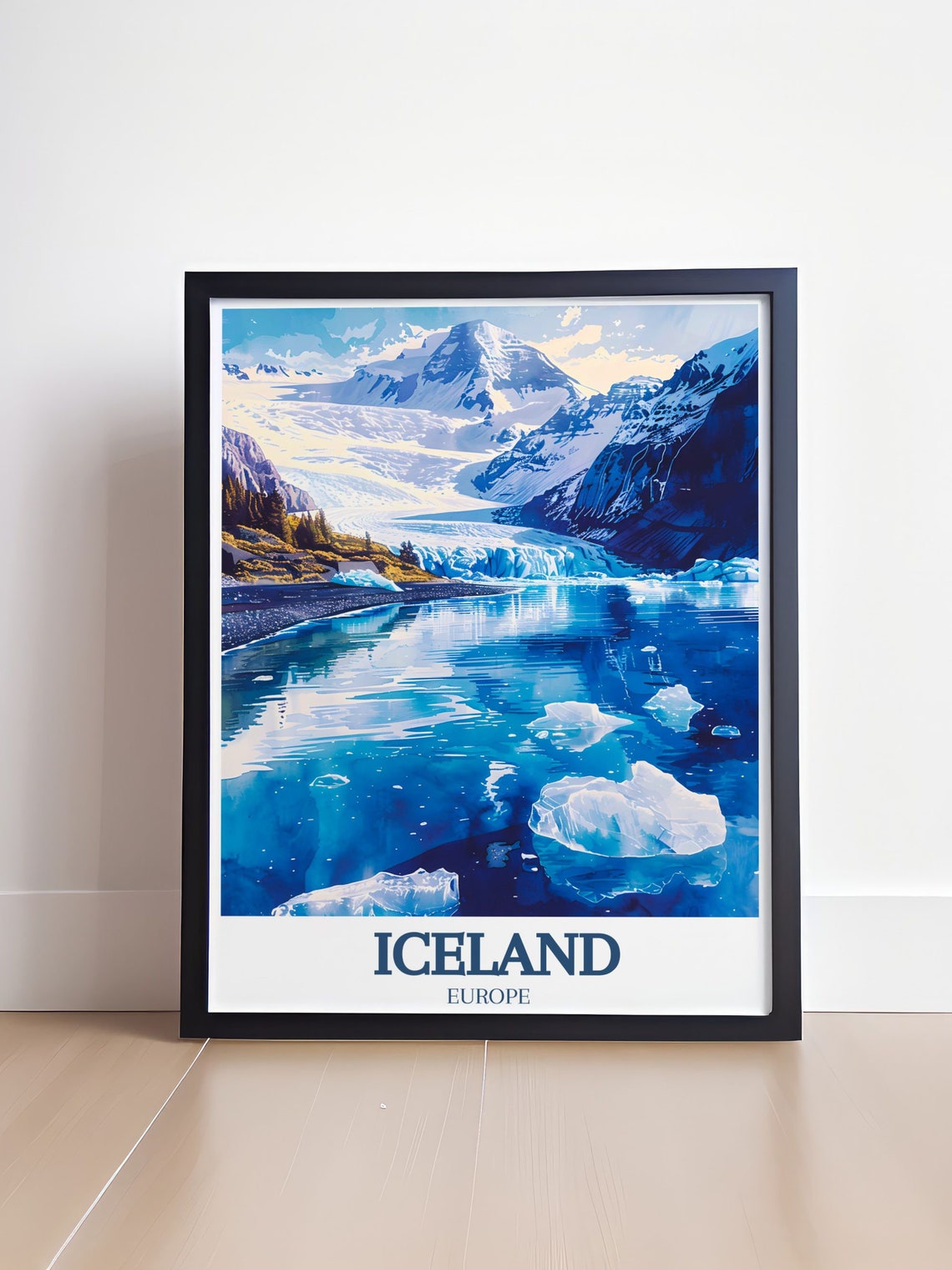Iceland Jokulsarlon Glacier Lagoon Drifting Blue Icebergs Poster - Image 4