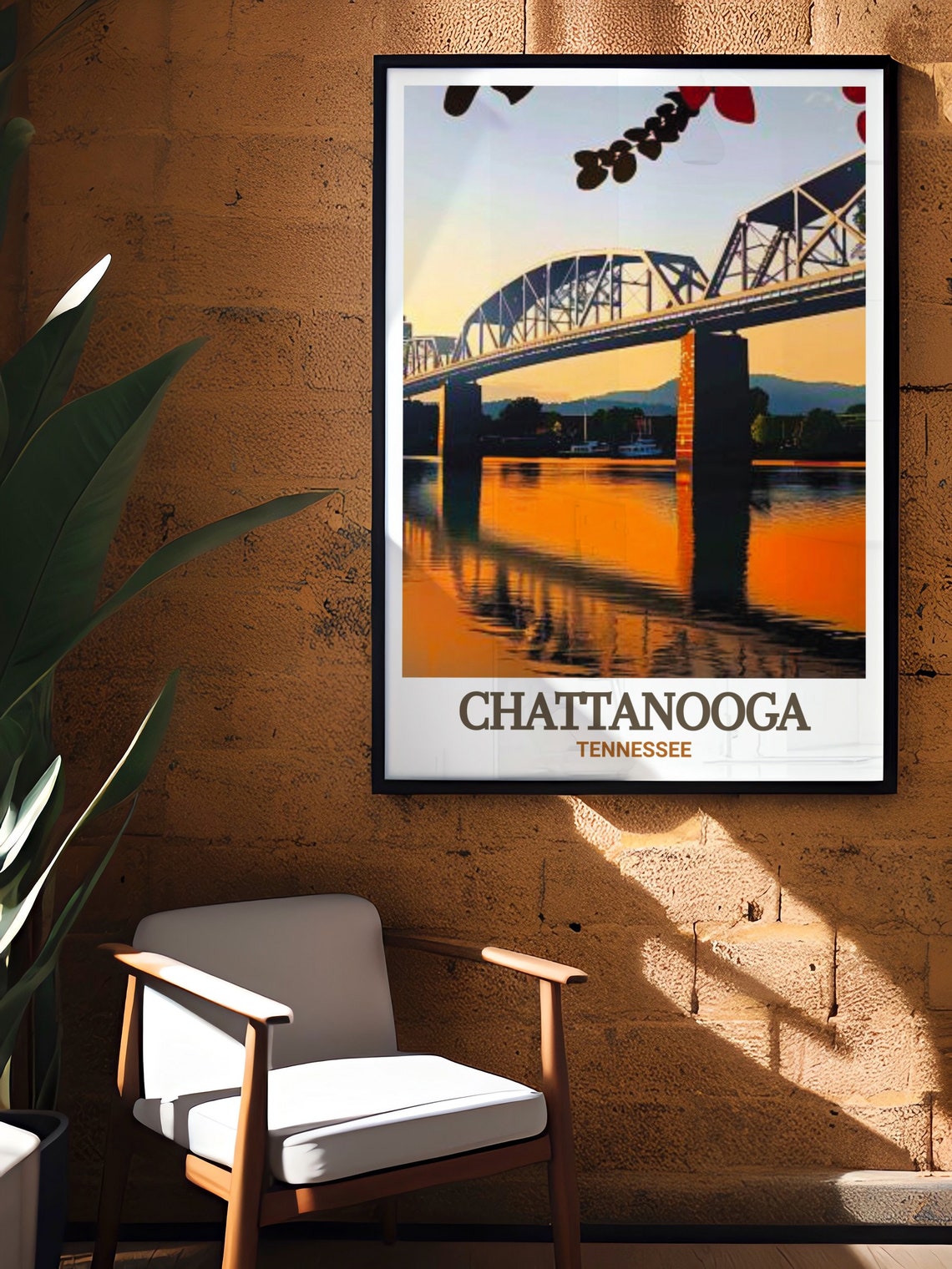 Chattanooga Tennessee Walnut Street Bridge Sunset Travel Poster - Image 3