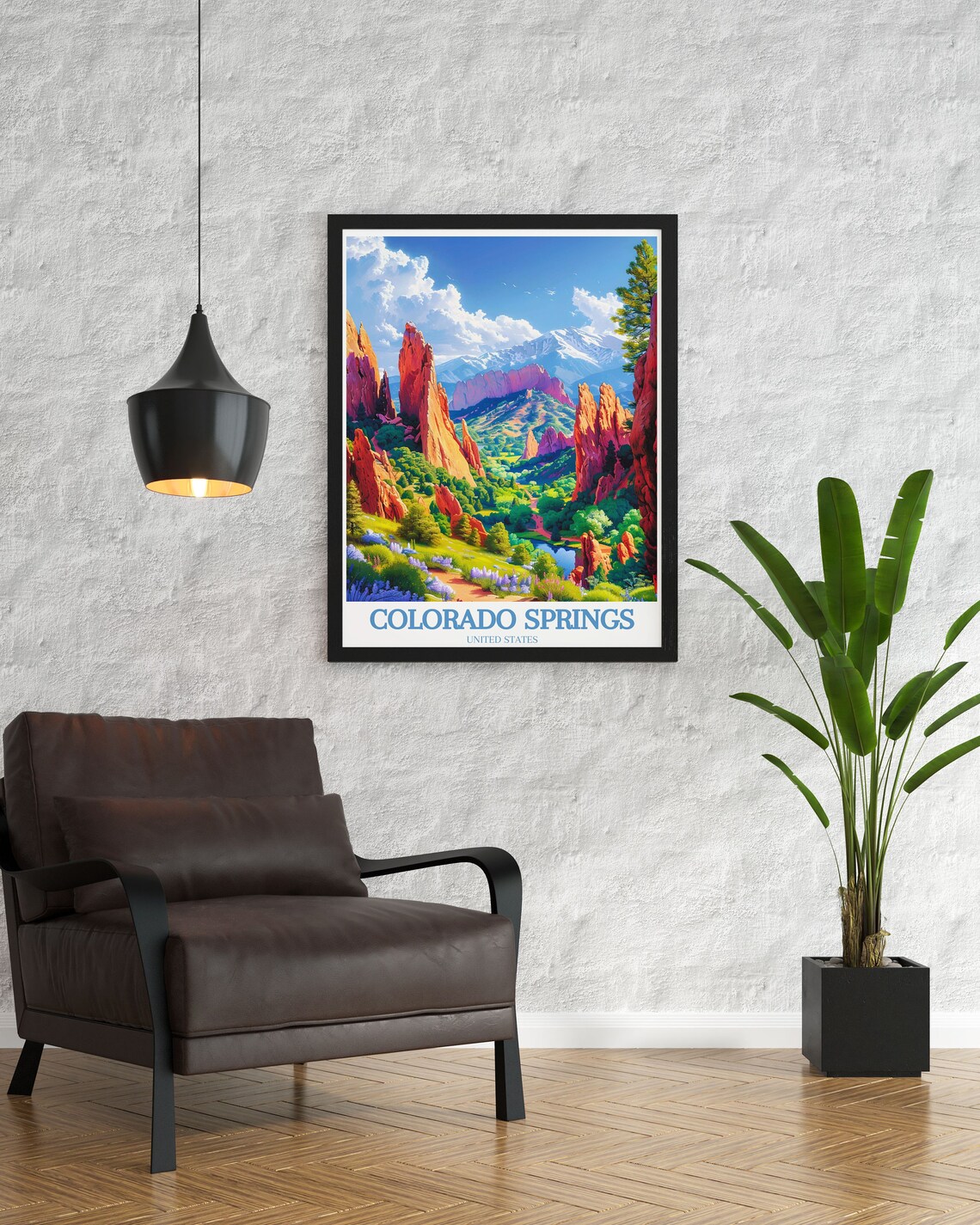 Colorado Springs Travel Poster, Garden Of Gods & Pikes Peak - Image 3