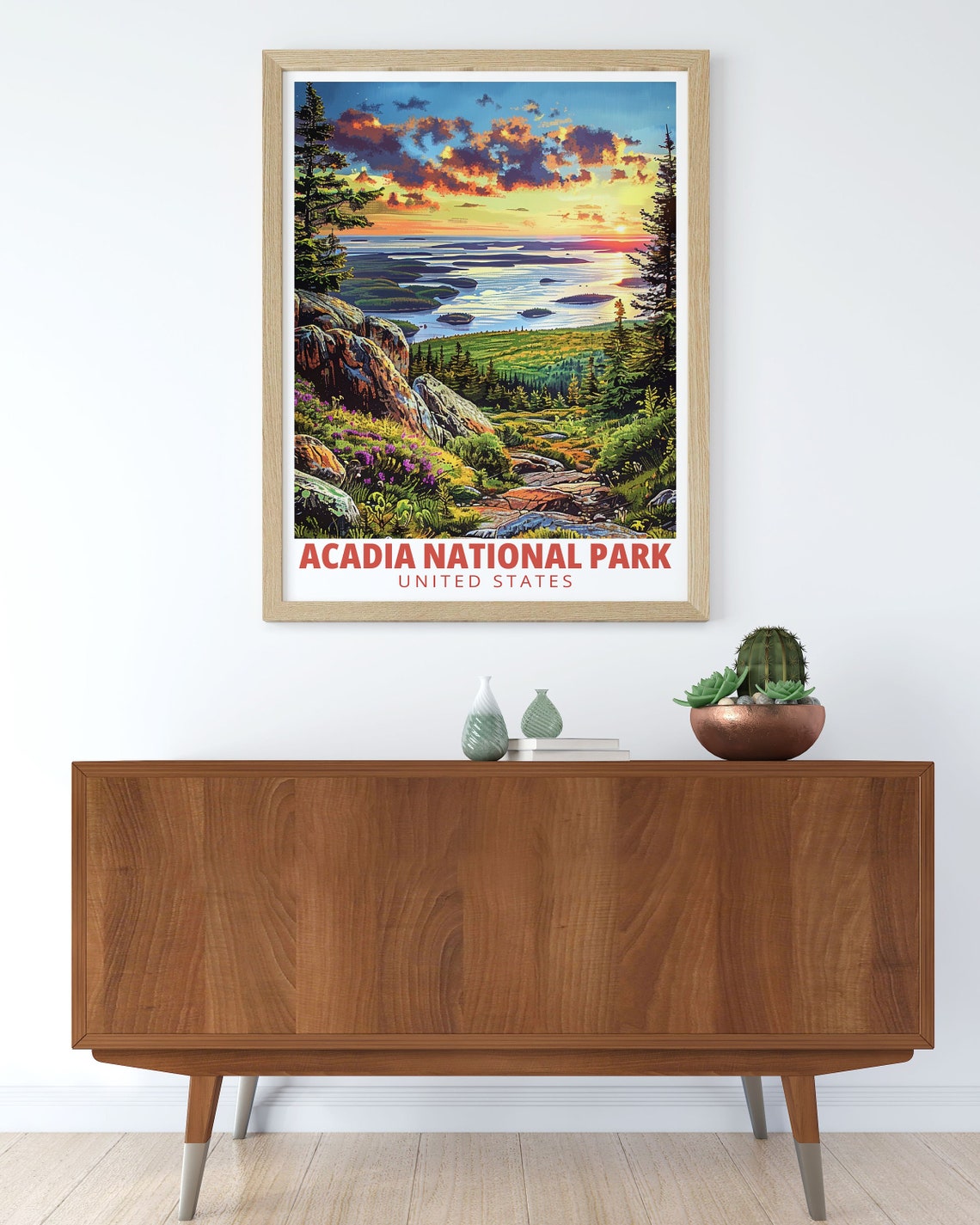 Acadia Cadillac Mountain Sunset Islands Ocean Travel Art Poster - Image 2