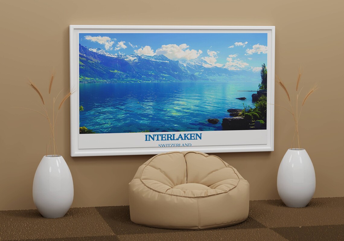 Interlaken Switzerland Lake Brienz Alps Summer Panorama Travel Poster - Image 4