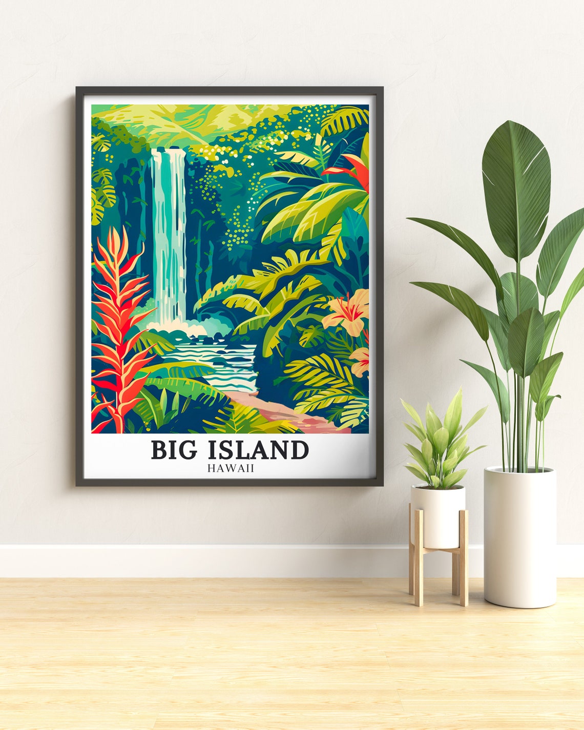 Hawaii Big Island Lush Tropical Waterfall Rainforest Travel Poster - Image 3