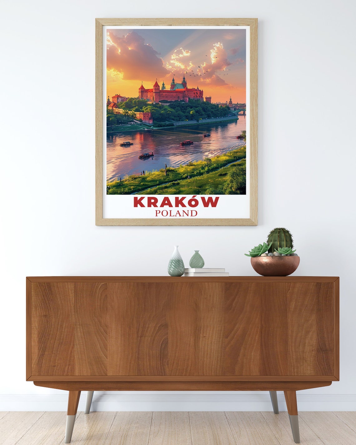 Krakow Poland Wawel Castle Vistula River Sunset Travel Poster - Image 2