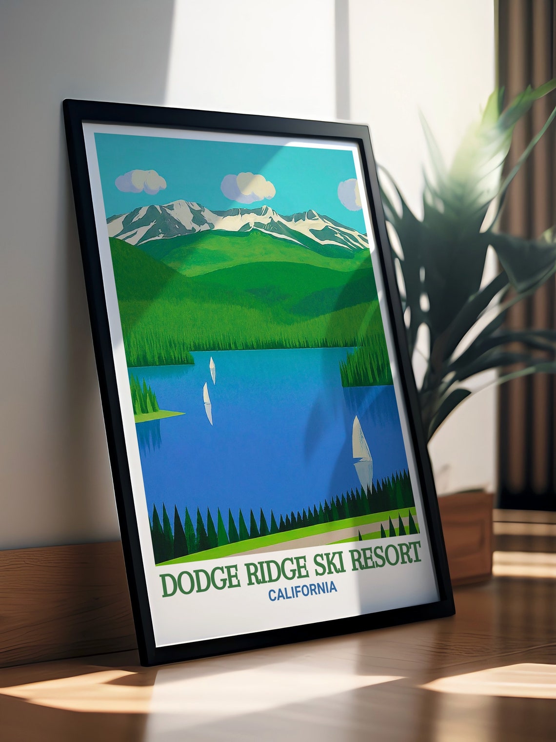 Dodge Ridge Mountain Lake Sailboats Summer California Poster - Image 2