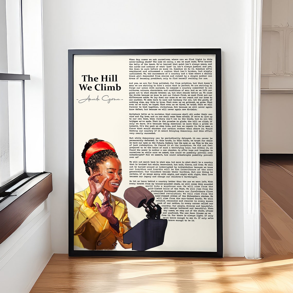 The Hill We Climb Amanda Gorman Poem Portrait Inauguration Poster