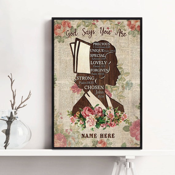 Personalized Nurse Poster God Says You Are Inspirational Psalms Bible Verses Wall Art Custom Name Home Decor For Nurse