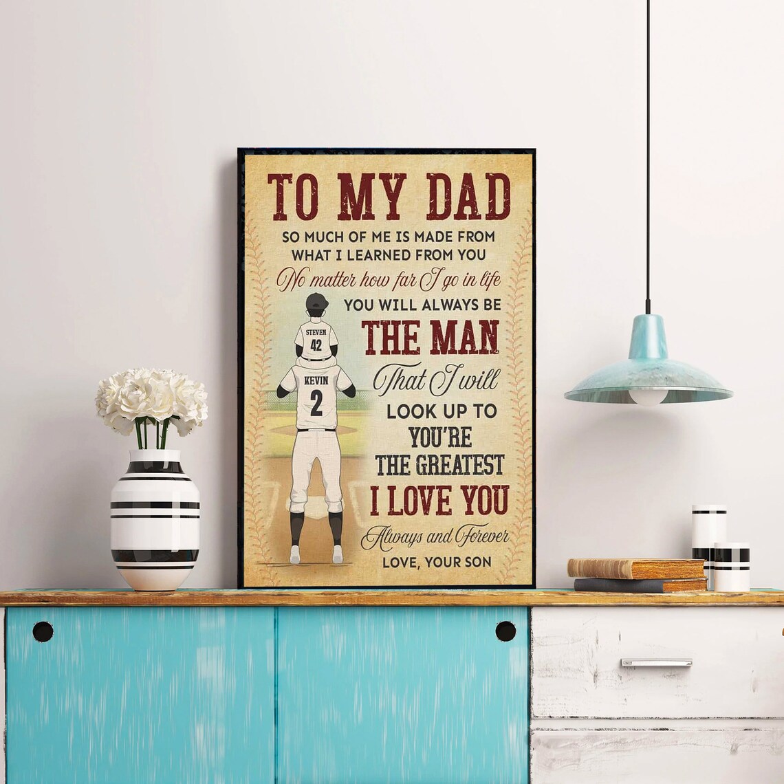 To My Dad Baseball Player 'The Man I Look Up To' Sports Poster - Image 4