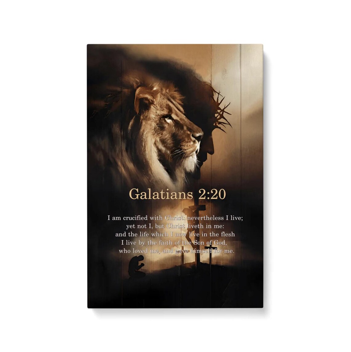 Galatians 2:20 Lion Of Judah Jesus Crown Of Thorns Faith Poster - Image 4