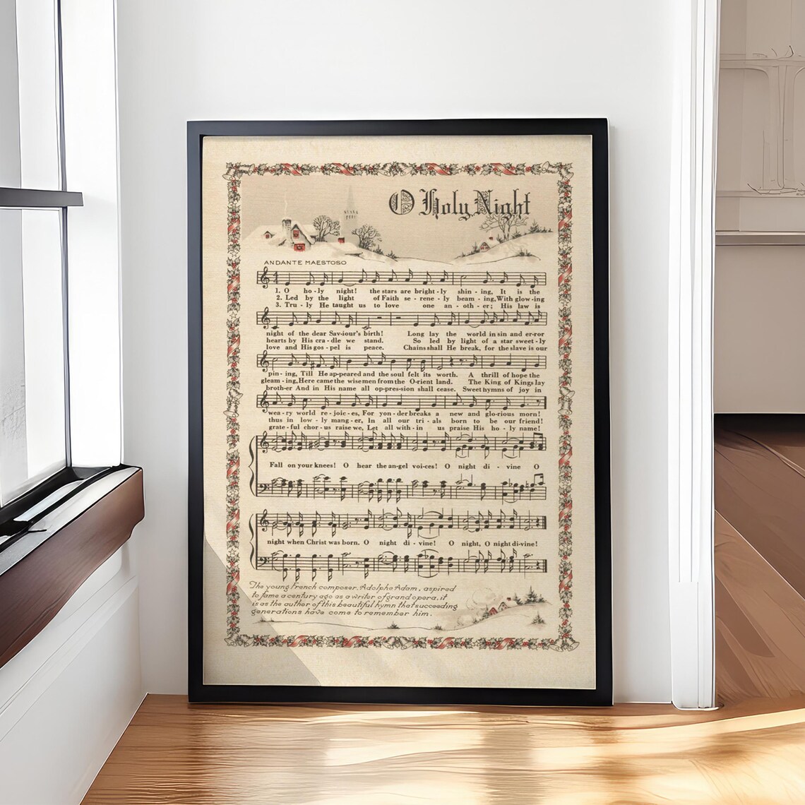 O Holy Night Vintage Sheet Music Christmas Carol Keepsake Poster