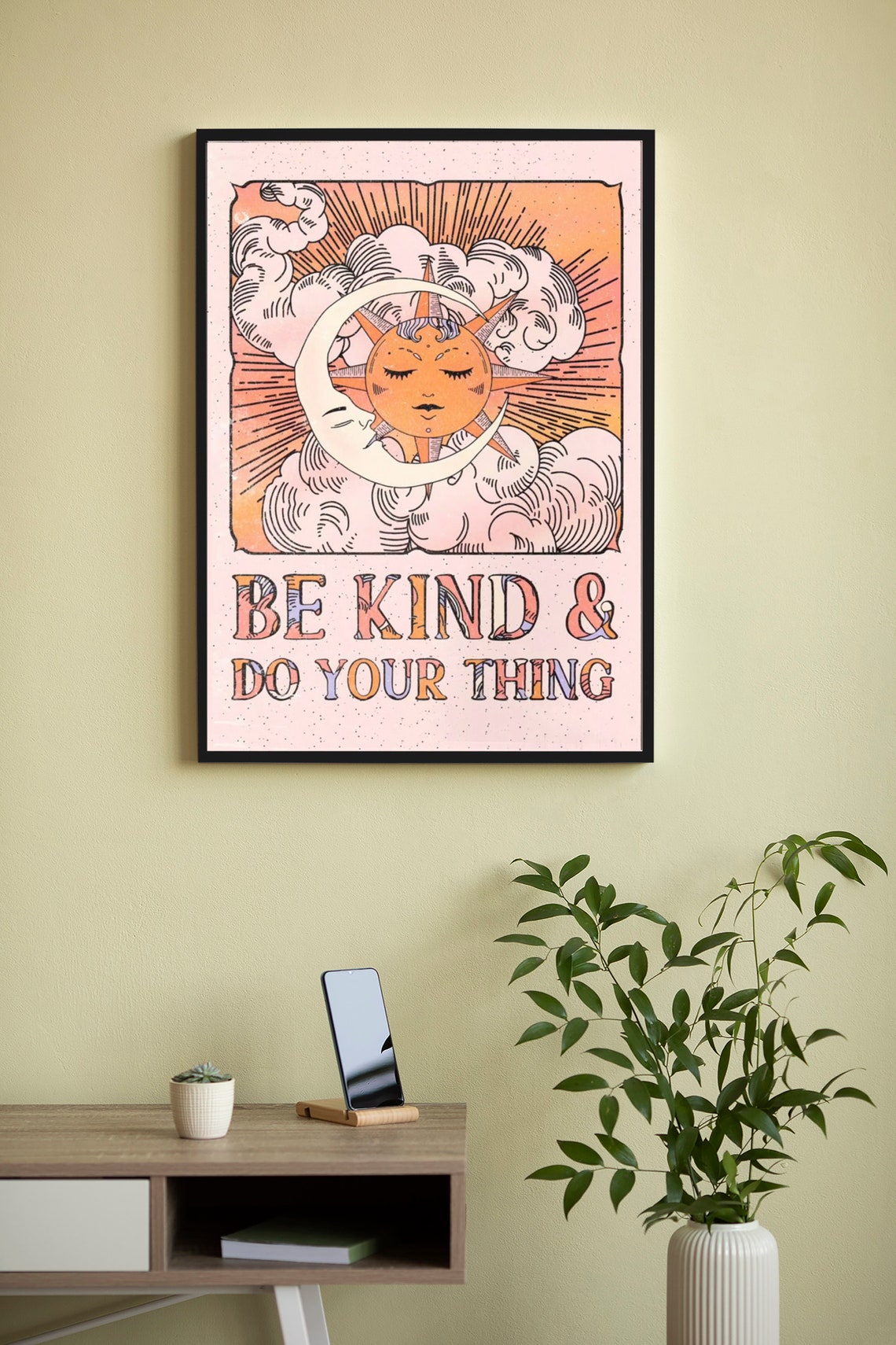 Be Kind and Do Your Thing Celestial Sun and Moon Vintage Print - Image 4
